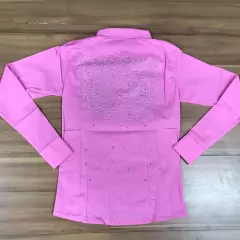 CAMISETE INFANTIL FEMININA ROSA CHICLETE LUXO PEDRARIA PRATA na internet