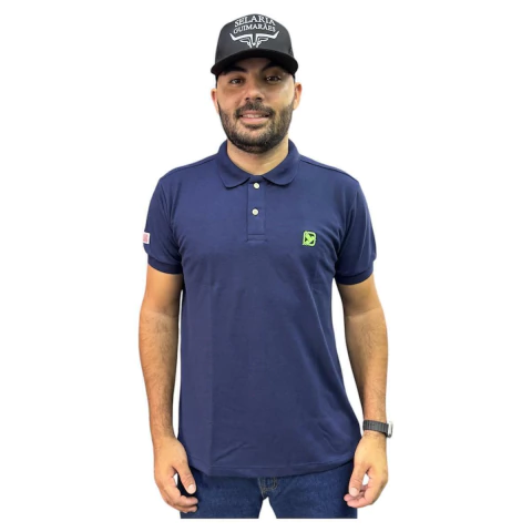 CAMISA MASCULINA GOLA POLO THANKFIELD MARINHO LOGO VERDE