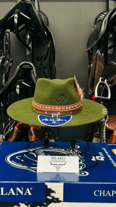 CHAPÉU PRALANA CAMPO RAIZ ABA 8.5 RETA VERDE ESCURO C/ CAIXA