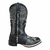 BOTA TEXANA FEMININA MANDALA RÚSTICA COURO LEGITIMO FÓSSIL PRETO CANO 30CM