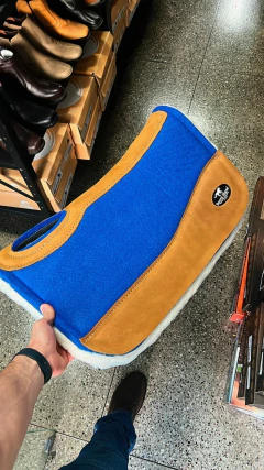 MANTA VAQUEJADA QUADRADA RUBBER WOOL AZUL BOOTS HORSE - loja online