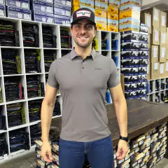 CAMISA MASCULINA GOLA POLO THANKFIELD CINZA TECIDO TECNOLÓGICO RESPIRÁVEL COM ELASTANO - comprar online