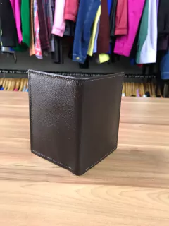 CARTEIRA PORTA CARTÕES E PORTA CÉDULAS COURO LEGITIMO MARROM