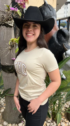 CAMISETA FEMININA TXC SLIM FIT FIO 30 BORDADA BEGE - comprar online