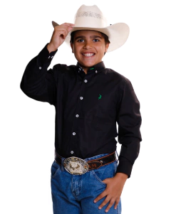 CAMISA INFANTIL MENINO MANGA LONGA AUSTIN WESTERN PRETO