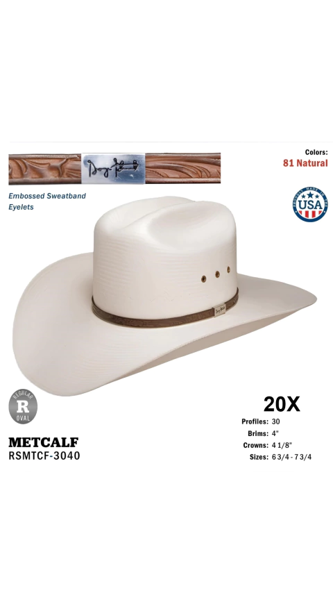CHAPÉU IMPORTADO ORIGINAL GEORGE STRAIT RESISTOL METCALF 20X - comprar online