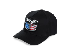 BONÉ WRANGLER PRETO CRANIO COM BANDEIRA ESTADOS UNIDOS