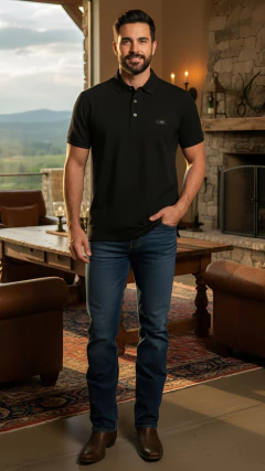 CAMISA POLO TXC MASCULINA REGULAR SUEDINE ETIQUETA METAL PRETO - comprar online