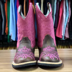 BOTA TEXANA INFANTIL FEMININA CANO ROSA E BORDADO DE MANDALA - loja online