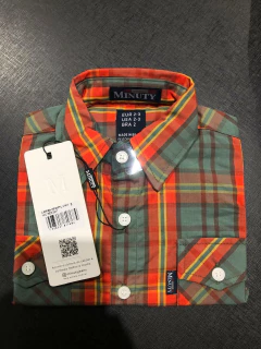 CAMISA INFANTIL MENINO MANGA CURTA XADREZ LAR/VER MINUTY - comprar online