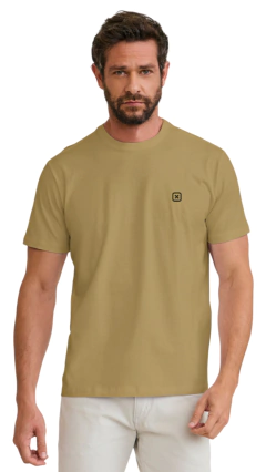 CAMISA MALHA TXC MASCULINA KHAKI FIO 30 LOGO PEITO