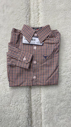 CAMISA MASCULINA INFANTIL XADREZ MANGA LONGA ROZE ROXO