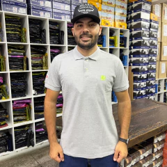 CAMISA MASCULINA GOLA POLO THANKFIELD MESCLA LOGO VERDE - SELARIA GUIMARÃES