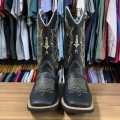 BOTA TEXANA MASCULINA FOSSIL PRETO FORRO DE COURO CANO 30CM