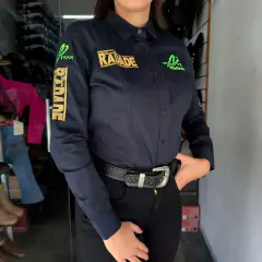 CAMISETE FEMININO RADADE GREEN TEAM PRETA FAST BULL DOURADO - loja online