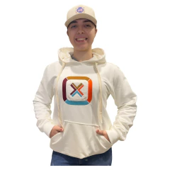 MOLETOM TXC FEMININO OFF WHITE REGULAR BORDADA CAPUZ E BOLSO