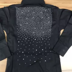 CAMISETE INFANTIL FEMININA PRETA LUXO PEDRARIA PRATA - loja online