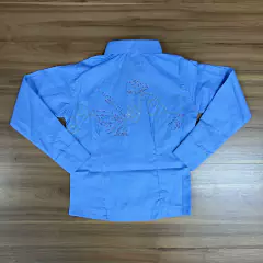 CAMISETE WEST COUNTRY INFANTIL AZUL BORDADO FRENTE E COSTAS - SELARIA GUIMARÃES