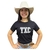 CAMISETA TXC FEMININA SLIM PRETA MALHA PENTEADA ESTAMPADA