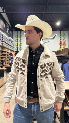 JAQUETA MASCULINA SELFF WESTERN FORRADA EM LÃ NAVAJO BEGE - comprar online