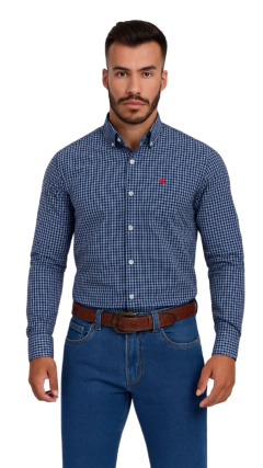 CAMISA X-SIZE TXC MASCULINA REGULAR TRICOLINE XADREZ MARINHO
