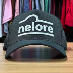 BONÉ NELORE PRETO COM TELINHA BORDADO BRANCO - comprar online