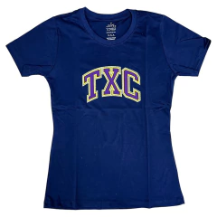 T-SHIRT FEMININA TXC SLIM FIT AZUL BORDADO TXC ROXO/AMARELO