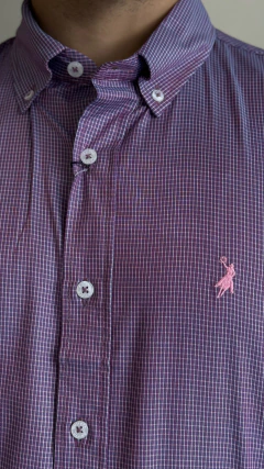 CAMISA MASCULINA XADREZ MANGA LONGA AUSTIN WESTERN ROSA/AZUL - loja online