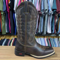 BOTA TEXANA FEMININA COURO LEGITIMO FORRO COURO CACHARREL FÓSSIL CAFÉ CANO 30CM na internet