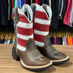 BOTA TEXANA INFANTIL CANO ESTADOS UNIDOS E BORDADO DE FLORÃO - loja online