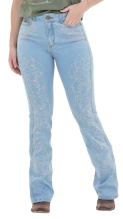 CALÇA FEMININA COUNTRY STRASS BRILHO ARABESCOS BOOT CUT - comprar online