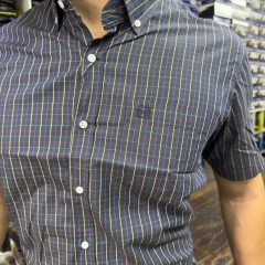 CAMISA TXC MASCULINA MANGA CURTA BORDADA XADREZ AZUL/BRANCO - comprar online