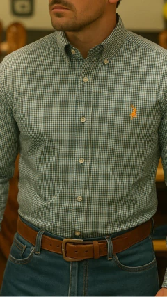 CAMISA MASCULINA MANGA LONGA AUSTIN WESTERN XADREZ AZUL - SELARIA GUIMARÃES