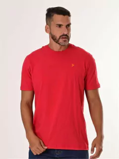 CAMISA THANKFIELD MASCULINA BÁSICA VERMELHO LOGO LARANJA - comprar online