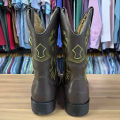 BOTA TEXANA MASCULINA COURO LEGÍTIMO CAFÉ BORDADO VERDE - comprar online