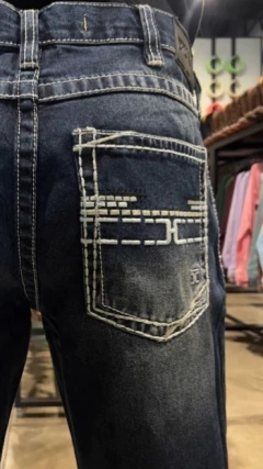 CALÇA MASCULINA TEXAS HEART REFORÇADA BOLSO BORDADO JEANS - comprar online