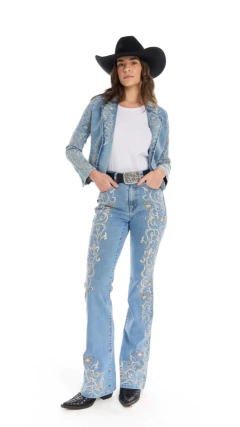 BLAZER JEANS FEMININO SELFF WESTERN LIGHT BLUE - loja online