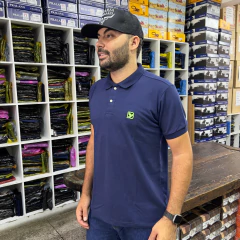 CAMISA MASCULINA GOLA POLO THANKFIELD MARINHO LOGO VERDE - loja online