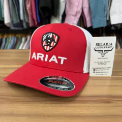 BONÉ ARIAT IMPORTADO ORIGINAL VERMELHO E BRANCO FECHADO - comprar online