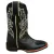 BOTA TEXANA FEMININA COURO LEGITIMO PRETO BORDADO VERDE AGUÁ