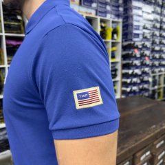 CAMISA GOLA POLO TXC MASCULINA AZUL CUSTOM BORDADO - comprar online