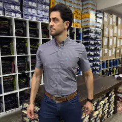 CAMISA RADADE MANGA CURTA XADREZ AZUL VERMELHO BRANCO - SELARIA GUIMARÃES