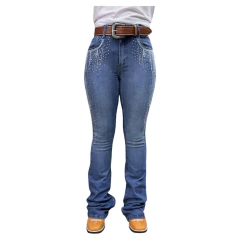 CALÇA FEMININA MINUTY THERMO FLARE JEANS STRASS