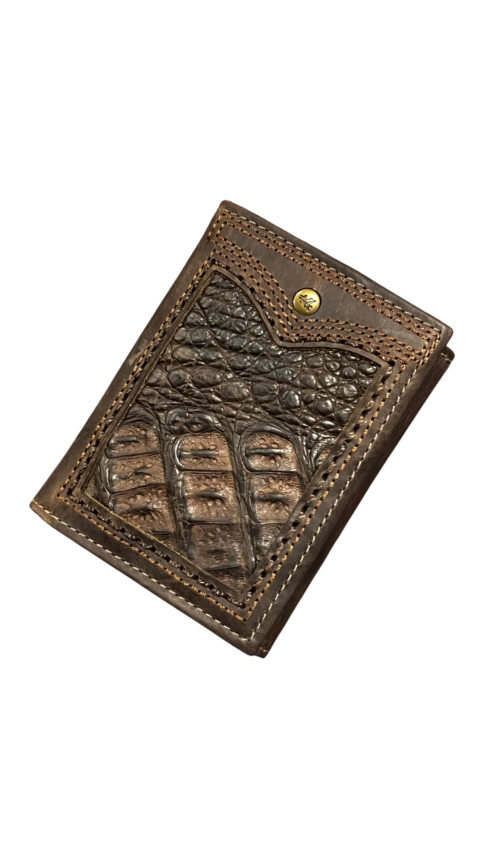 CARTEIRA GOYAZES COURO DALLAS CAFE BARRIGA JACARE C-2334