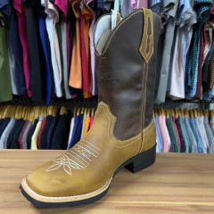 BOTA TEXANA MASCULINA CRAZY MOSTARDA FÓSSIL TABACO CANO 27CM