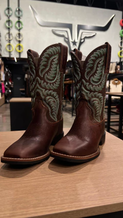 BOTA TEXANA FEMININA COURO LEGITIMO BORDADO RED DOG CAFÉ na internet