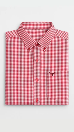 CAMISA MASCULINA XADREZ PEQUENO MANGA CURTA VERMELHO E BRANCO - comprar online