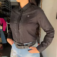 CAMISETE RADADE FEMININA BORADADA COM STRASS PRETA na internet