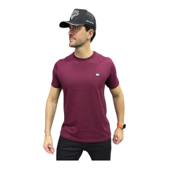 CAMISETA THANKIFELD MASCULINA VINHO BASICA COM LOGO