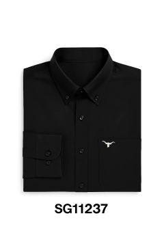 CAMISA MASCULINA SLIM MANGA LONGA LISA C/BOLSO PRETA - comprar online
